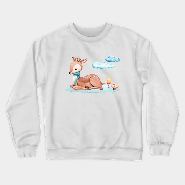 Winter little deer Crewneck Sweatshirt by Nopi Pantelidou